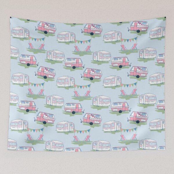 Item preview, Vintage caravans in pink, green and blue designed and sold by Superdoodledo.