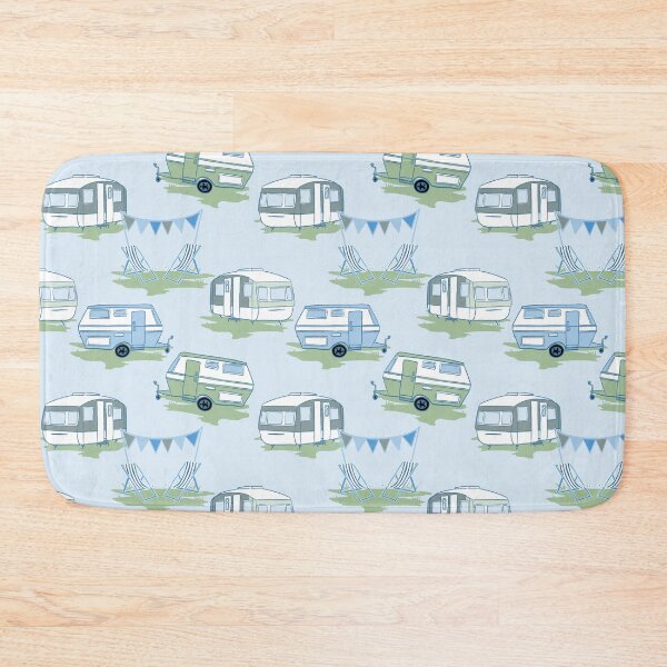 Item preview, Vintage caravans in green and blue designed and sold by Superdoodledo.