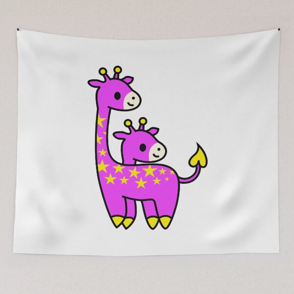 Item preview, My two pink giraffes with stars drawing designed and sold by Blondiabshop.