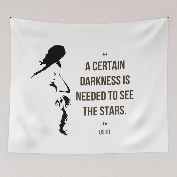 Item preview, Motivational Quote | Osho | A certain darkness is needed to see the stars | Text design designed and sold by RetComly.