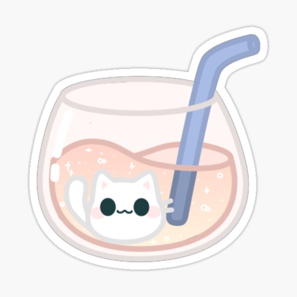 Item preview, Cute Sunset Drink With Cat designed and sold by Moonmilk-.