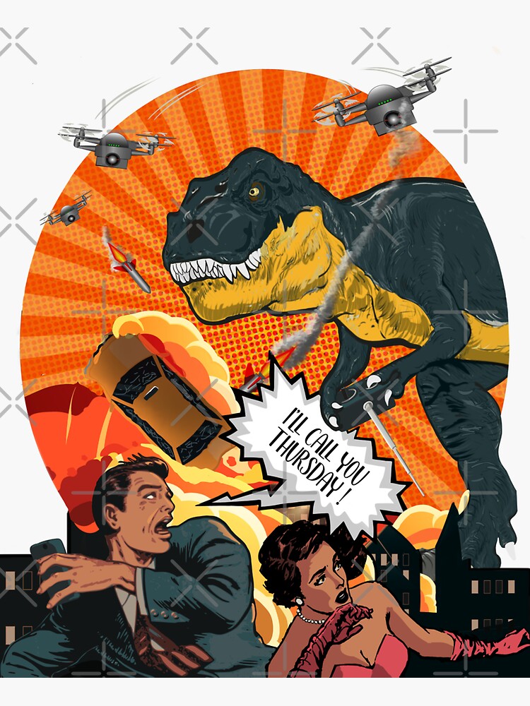 Pegatina «Te llamaré divertido estilo de cómic T. rex» de TipTopTapo ...