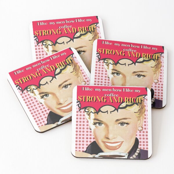 Item preview, I like my men how I like my coffee - STRONG AND RICH funny coffee pun food humor retro woman designed and sold by Kawaiishizz.