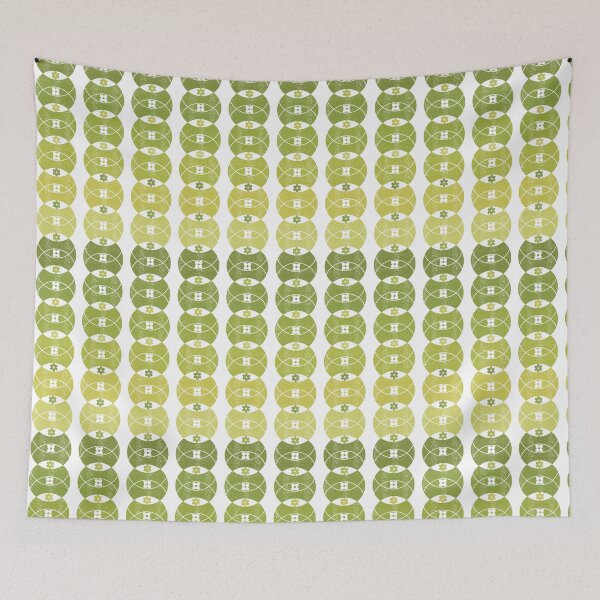 Item preview, Green Retro 70s Circle Flowers  designed and sold by WickedRefined - Nicole Demereckis.