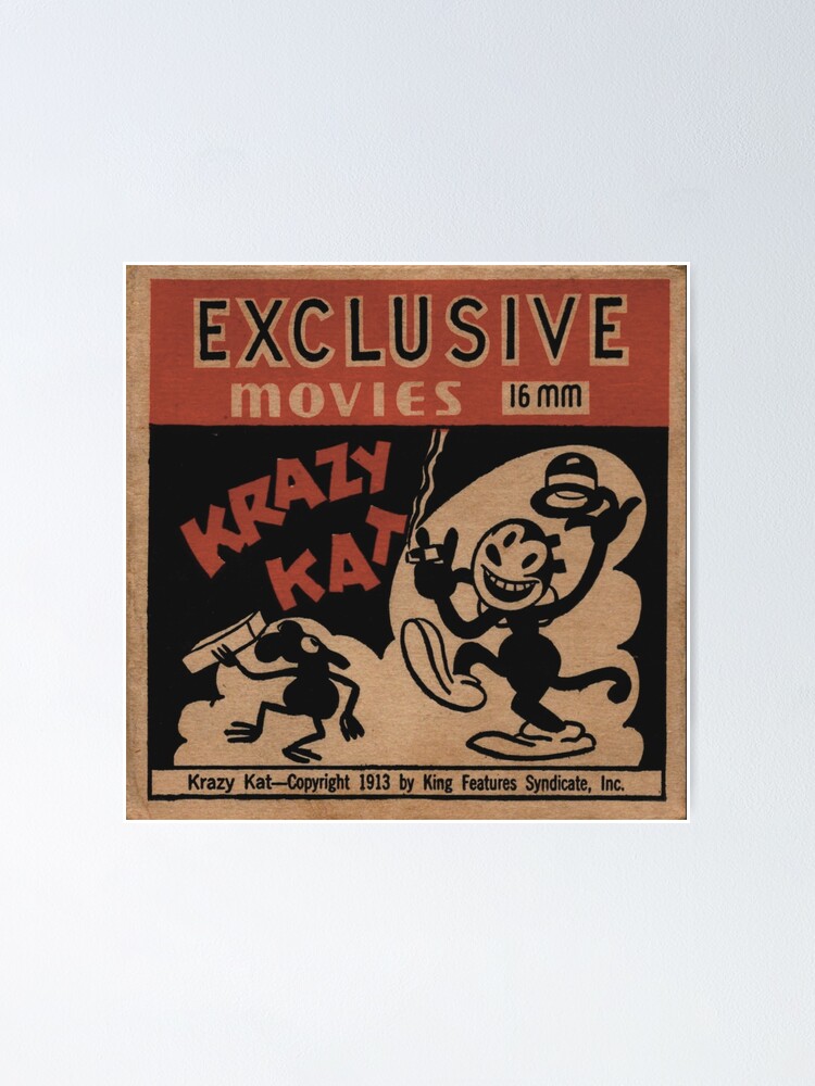 Krazy Kat 16 MM Cartoon Movie Art Poster Crazy Cat Retro Vintage