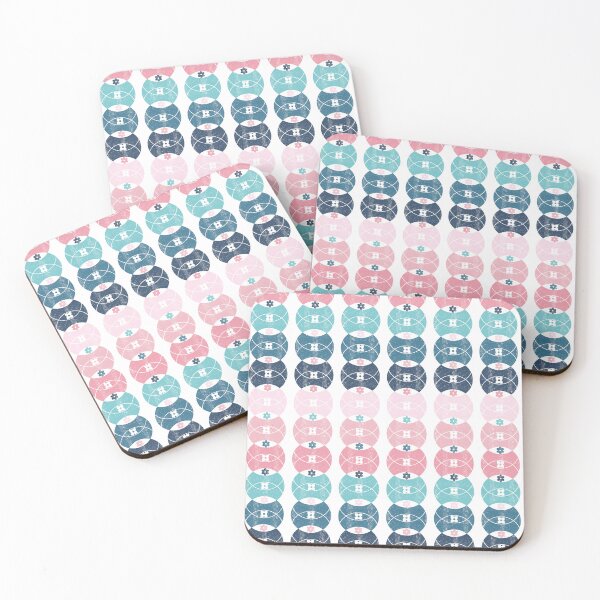 Item preview, Pink Blue Ombre Retro 70s Circle Flowers  designed and sold by WickedRefined - Nicole Demereckis.