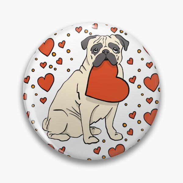 Item preview, Fawn Pug Dog & Hearts Valentine's Day Design designed and sold by thecloudycorgi.