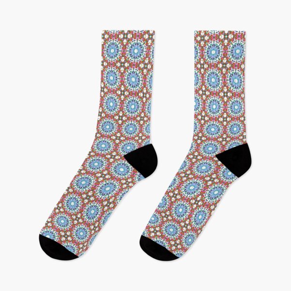 Item preview, Muted Blue Pink Red White Autumn Fall Moroccan Tile Pattern - Inspired by Sacred Geometry designed and sold by PatternPerfect.