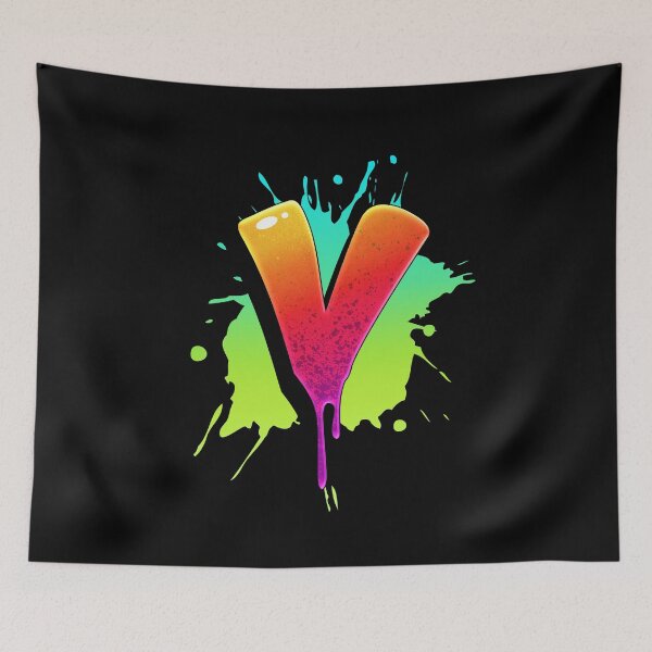 Item preview, Graffiti Letters V Letter Colorful Paint Splash Style designed and sold by ToTheNextLetter.