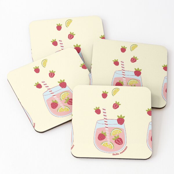 Item preview, Summer drink strawberry lemon iced tea hello summer pink aesthetic beverage cocktail designed and sold by Novel-ty.