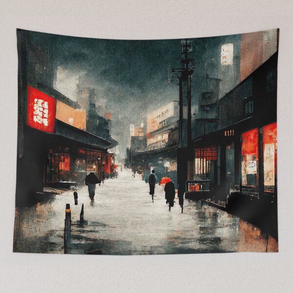 Item preview, Japanese town Lofi Aesthetic No. 7 designed and sold by WolfPack-Art.