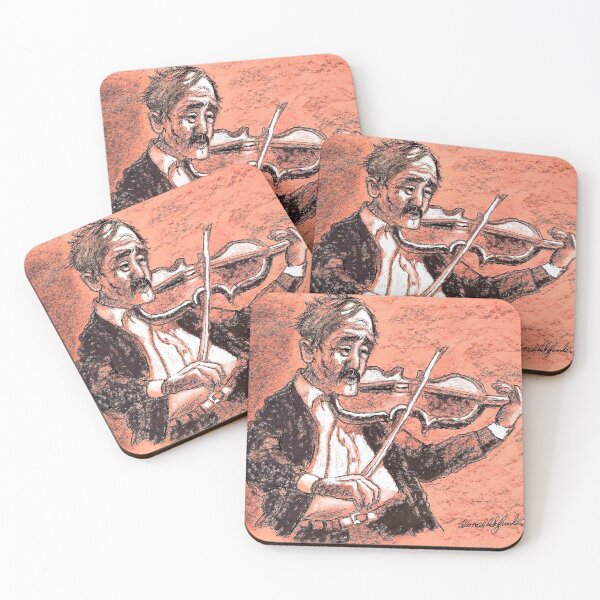 Item preview, Old Man Playing His Violin - Charcoal Print By Don Sylvester designed and sold by DonSylvester.