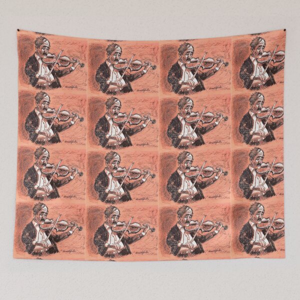 Item preview, Old Man Playing His Violin - Charcoal Print By Don Sylvester designed and sold by DonSylvester.