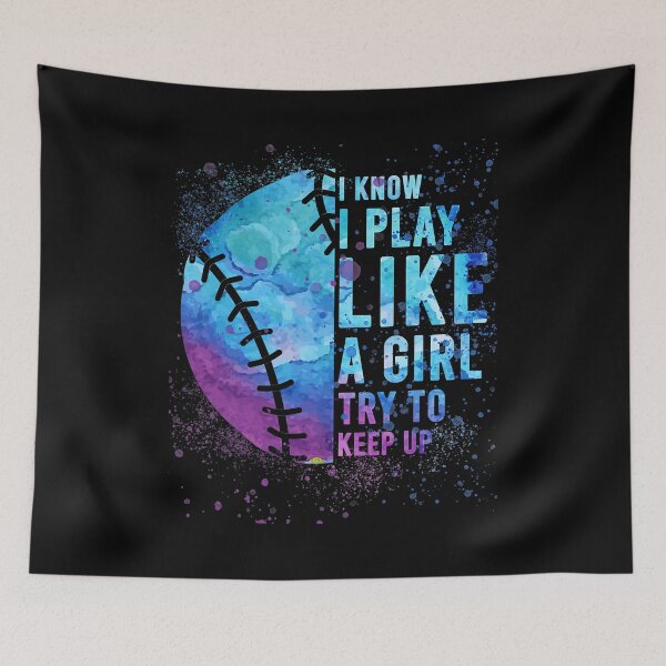Item preview, I Know I Play Like A Girl Try To Keep Up Softball Funny Softball Women Girls designed and sold by MichelSorour.