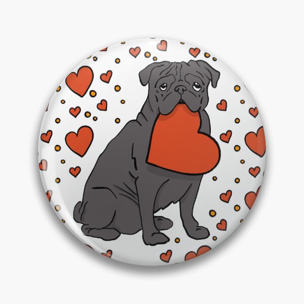 Item preview, Black Pug Dog Hearts Valentine's Day Illustration designed and sold by thecloudycorgi.