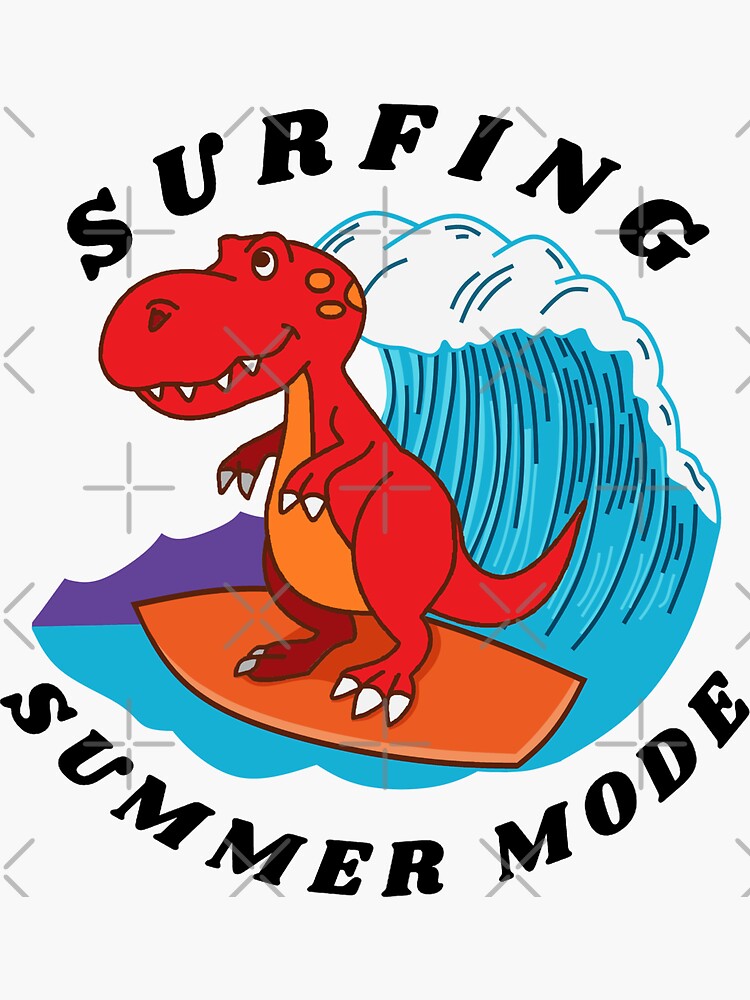 Surfing T-Rex Dinosaur Sticker