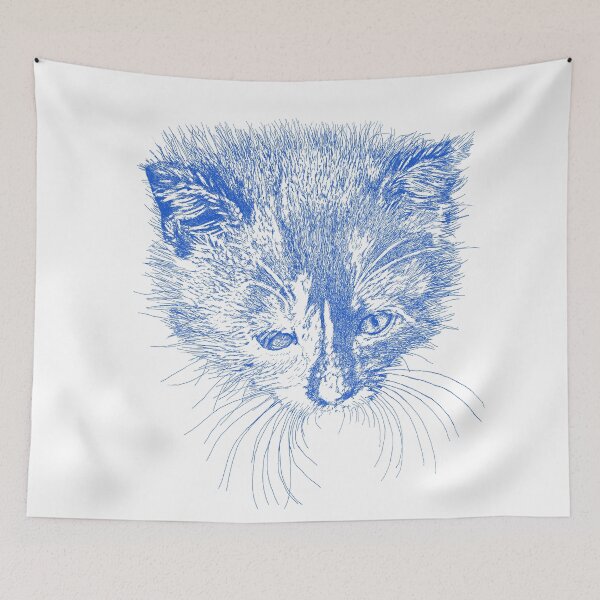 Item preview, kitten drawing, blue designed and sold by dnparker.