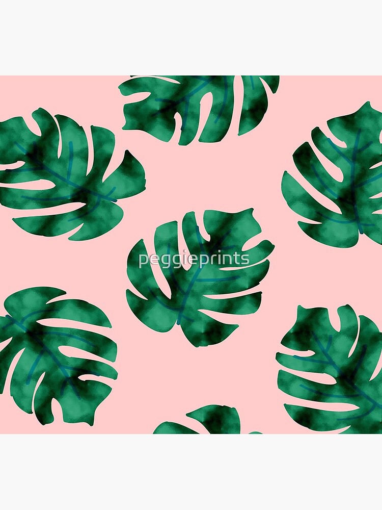Tropical fern leaves on peach by peggieprints