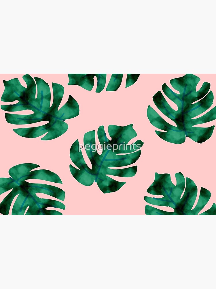 Tropical fern leaves on peach by peggieprints