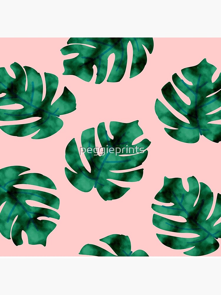Tropical fern leaves on peach by peggieprints