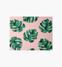 Tropical fern leaves on peach Art Board