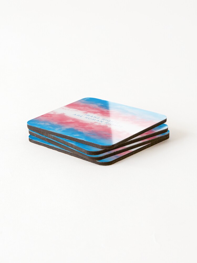 Thumbnail 4 of 5, Coasters (Set of 4), Trans Rights Are Human Rights designed and sold by TranquilTrove.