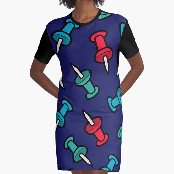 Map Tack Pattern Graphic T-Shirt Dress