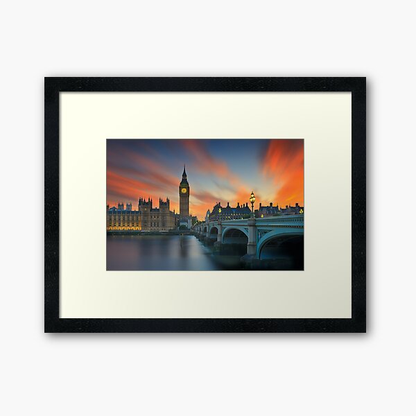 Big Ben red sunset Framed Art Print