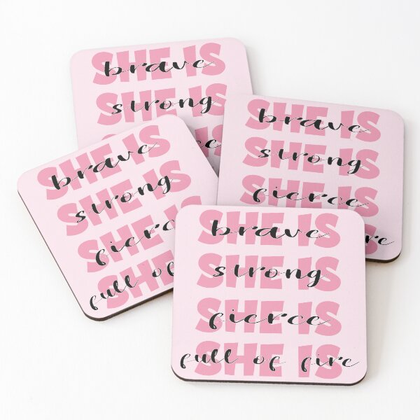 Item preview, She is brave strong fierce full of fire motivational self grow girl power pink cute lettering designed and sold by Novel-ty.