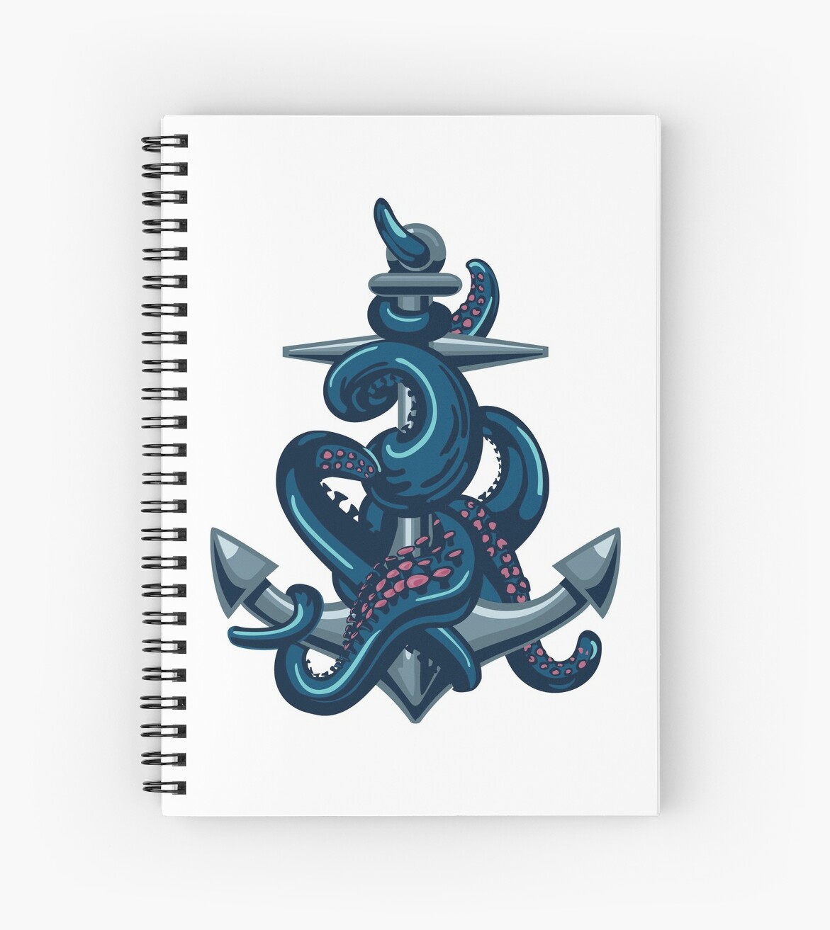 Cuaderno de espiral «Pulpo tentáculos y ancla. Impresión de viaje de la