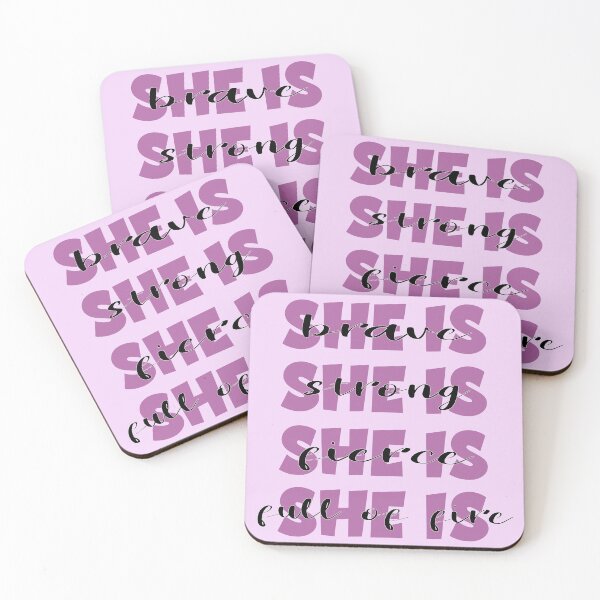 Item preview, She is brave strong fierce full of fire motivational self grow girl power purple cute lettering designed and sold by Novel-ty.