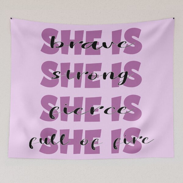 Item preview, She is brave strong fierce full of fire motivational self grow girl power purple cute lettering designed and sold by Novel-ty.