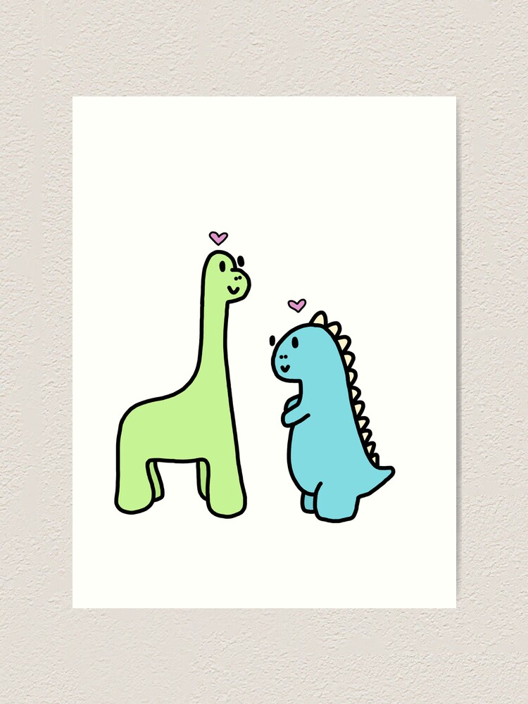 Cute Dino Love, an art print by Minki Artsy - INPRNT