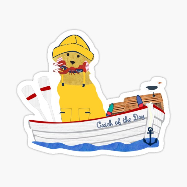 adrettes rot gestreiftes klassisches Preppie-Hemd mit Hummer im Mund - an Bord des Catch of the Day! Die Preppy Dog Designs © 2015 - 2020 The Preppy Dog ™ von EMR Designs. Sticker