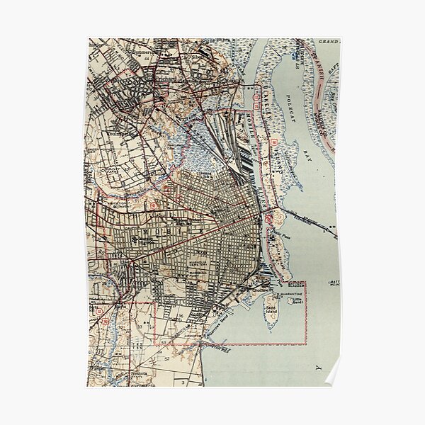 Map Of Mobile Al Old Mobile Map Posters | Redbubble