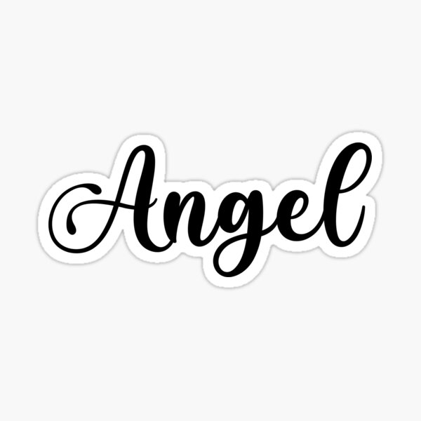 angel-name-handwritten-calligraphy-sticker-for-sale-by-yelenastore