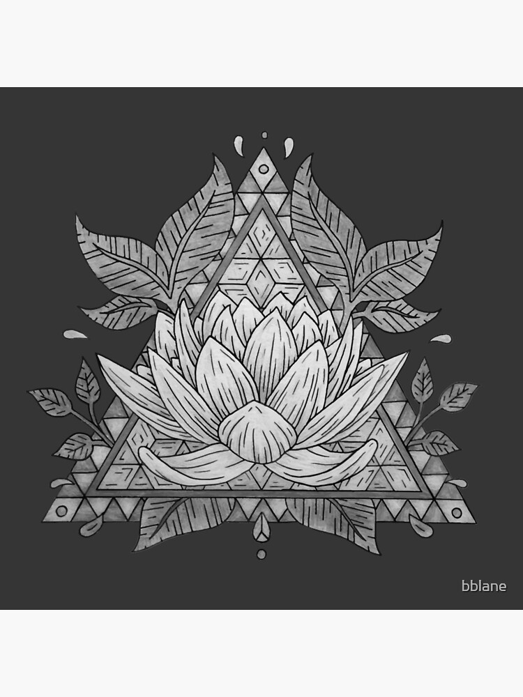 Grey Lotus Flower Geometric Design by bblane