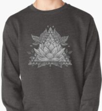 Grey Lotus Flower Geometric Design Pullover Sweatshirt