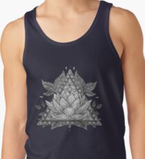 Grey Lotus Flower Geometric Design Tank Top