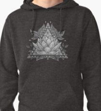 Grey Lotus Flower Geometric Design Pullover Hoodie