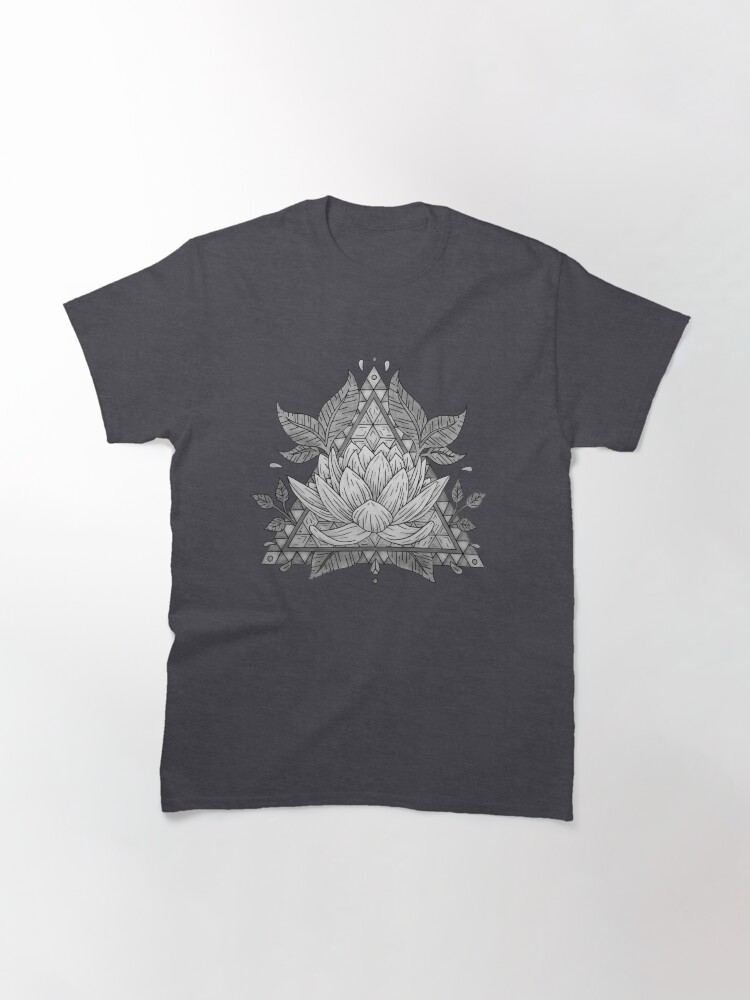 Alternate view of Grey Lotus Flower Geometric Design Classic T-Shirt