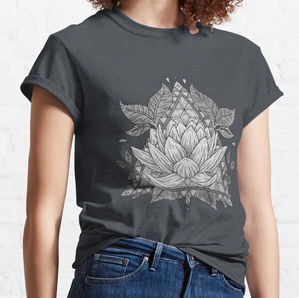 No Mud No Lotus V-neck T-shirt Women's Yoga Shirt Blue Lotus