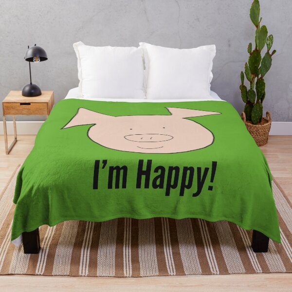Aperçu de l'œuvre Je suis heureux ! Joli visage de cochon souriant heureux, vert. Content créée et vendue par PiggingJapan.