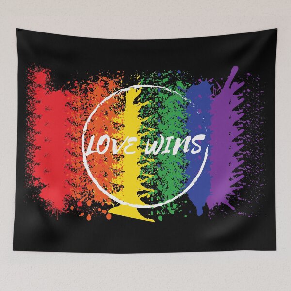 Item preview, Love Wins Rainbow Colors White Circle In Black designed and sold by LuckyKermit.