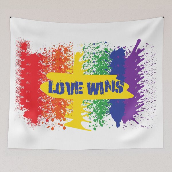 Item preview, Love Wins Rainbow Colors Blue Splash Letters designed and sold by LuckyKermit.