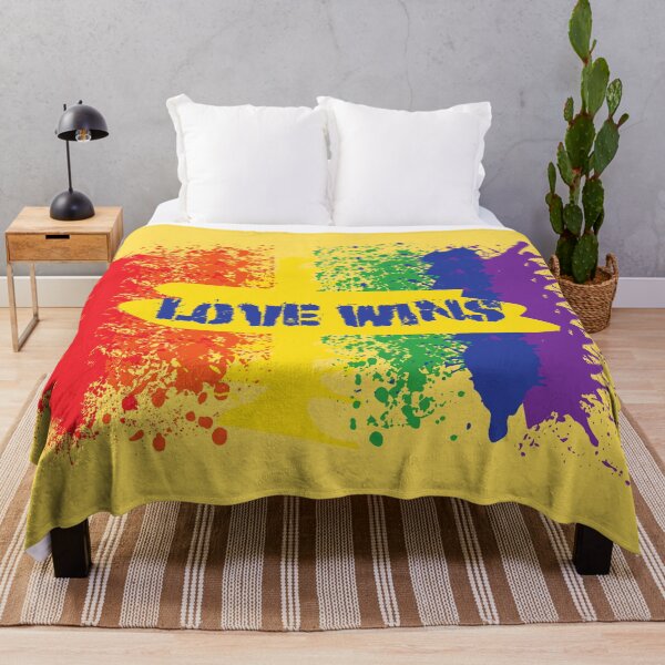 Item preview, Love Wins Rainbow Colors Blue Splash Letters In Yellow designed and sold by LuckyKermit.