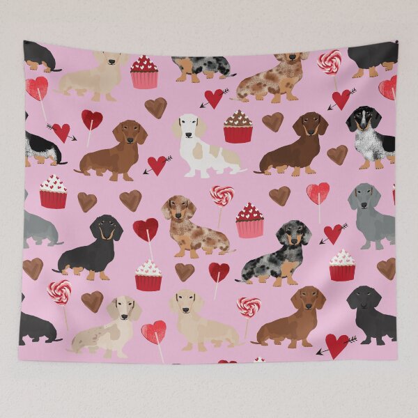 Item preview, Dachshund valentine heart cupcakes dog breed dachsie doxie weener dogs designed and sold by PetFriendly.