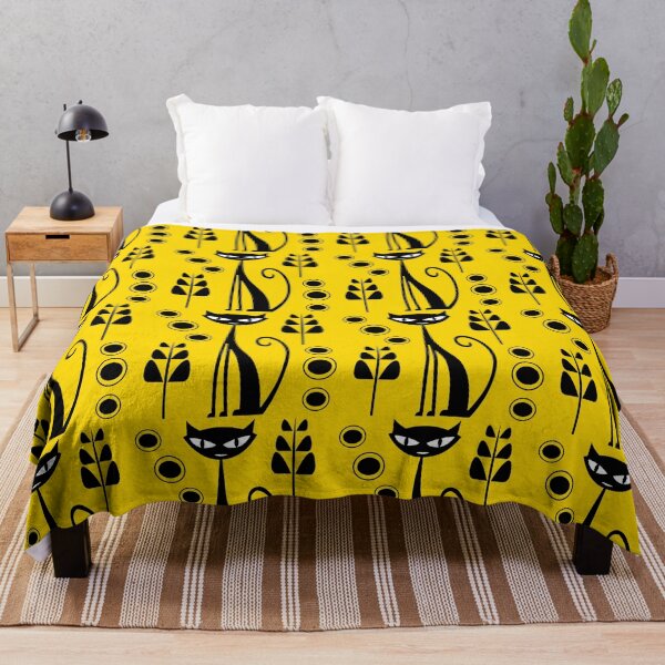 Item preview, Mid Century Modern Atomic Cats Yellow Pattern designed and sold by Tamas Das.