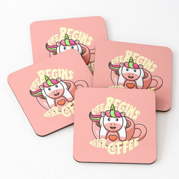 Item preview, Life begins after Coffee Kawaii Unicorn on a Cup designed and sold by Yellow Coffee.