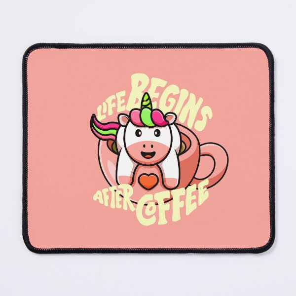 Item preview, Life begins after Coffee Kawaii Unicorn on a Cup designed and sold by Yellow Coffee.